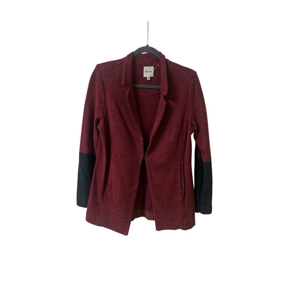 Nic + Zoe Color Blick Me knit jacket maroon and black petite medium